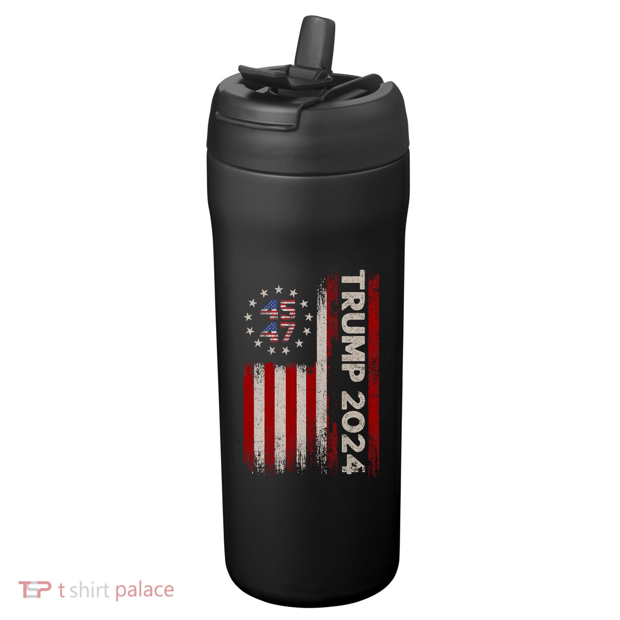 45 47 Trump 2024 American Flag Front And Back 24oz Duet Stainless Steel Tumbler