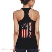 45 47 Trump 2024 American Flag Front And Back Women's Tank Top thumb 1
