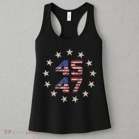 45 47 Trump 2024 American Flag Front And Back Women's Tank Top thumb 3