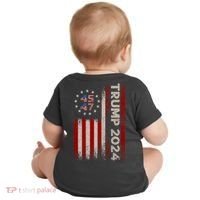 45 47 Trump 2024 American Flag Front And Back Baby Bodysuit thumb 1