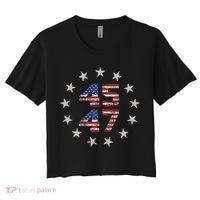 45 47 Trump 2024 American Flag Front And Back Women's Crop Top Tee thumb 0