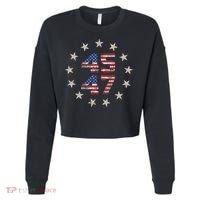 45 47 Trump 2024 American Flag Front And Back Cropped Pullover Crew thumb 0