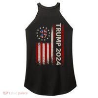 45 47 Trump 2024 American Flag Front And Back Women's Perfect Tri Rocker Tank thumb 1