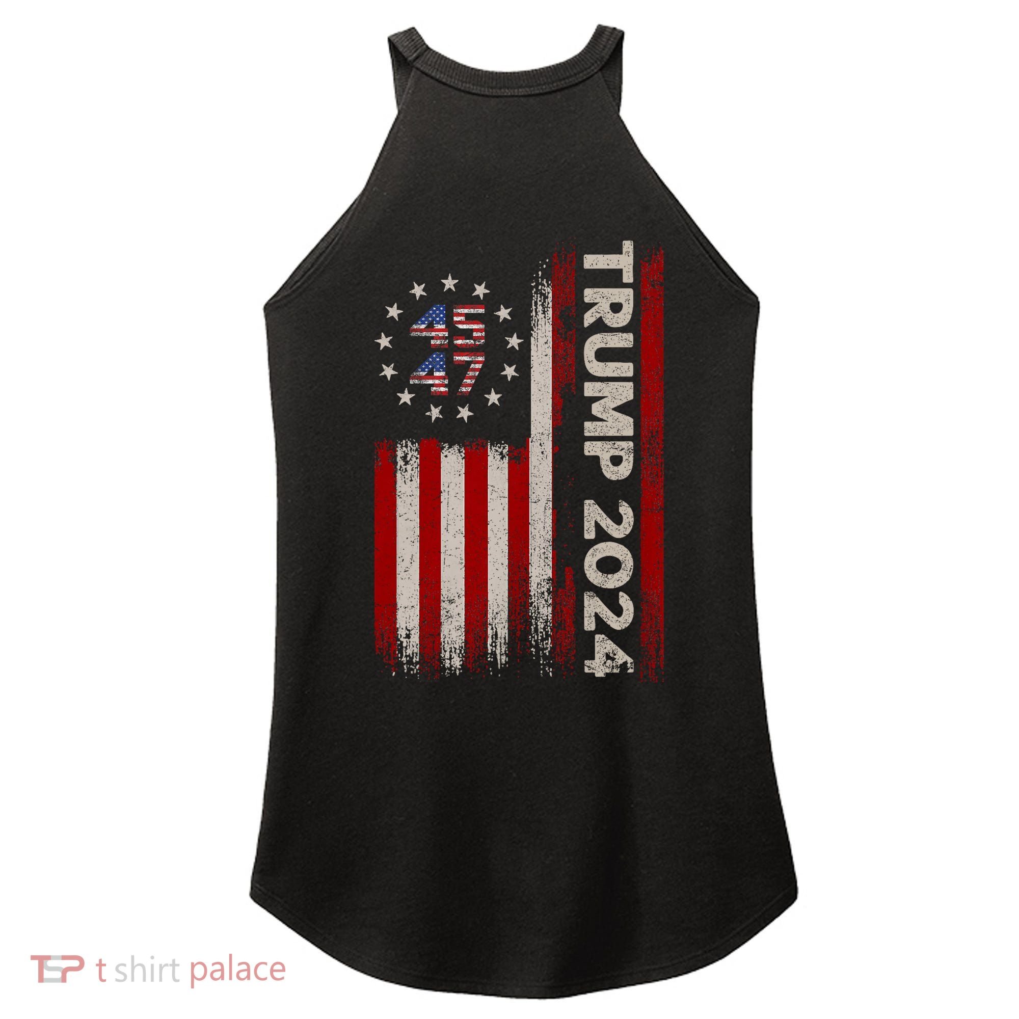 45 47 Trump 2024 American Flag Front And Back Women's Perfect Tri Rocker Tank