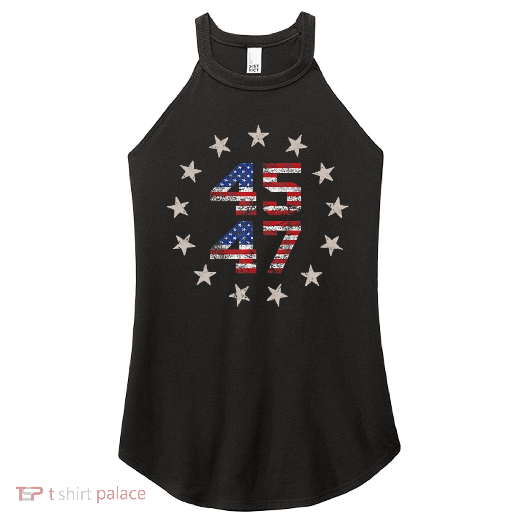 45 47 Trump 2024 American Flag Front And Back Women's Perfect Tri Rocker Tank