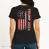 45 47 Trump 2024 American Flag Front And Back Women's T-Shirt thumb 1