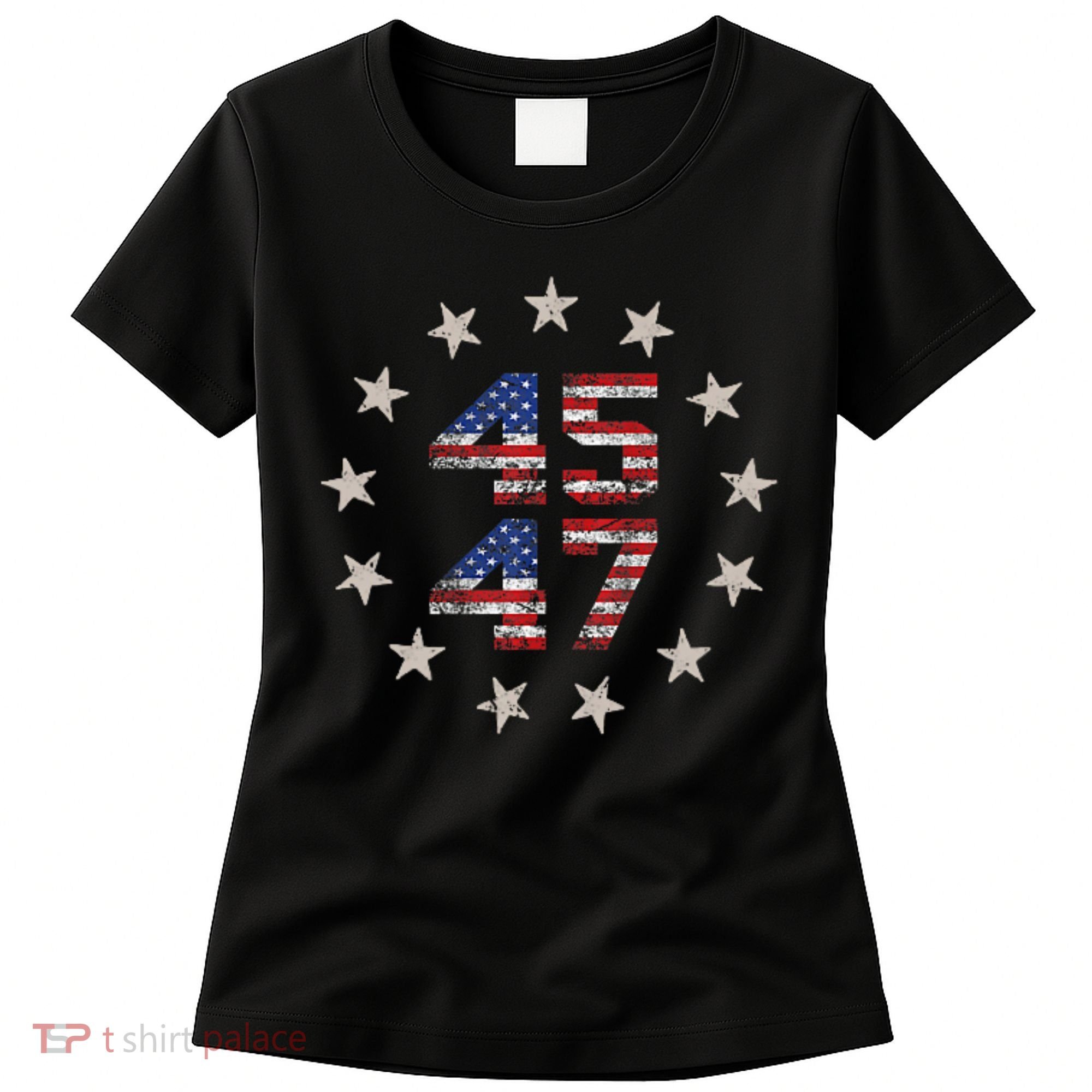 45 47 Trump 2024 American Flag Front And Back Women's T-Shirt