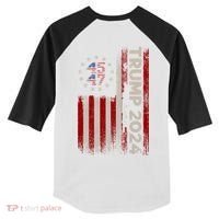 45 47 Trump 2024 American Flag Front And Back Kids Colorblock Raglan Jersey thumb 1