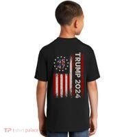 45 47 Trump 2024 American Flag Front And Back Kids T-Shirt thumb 1