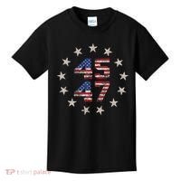 45 47 Trump 2024 American Flag Front And Back Kids T-Shirt thumb 0