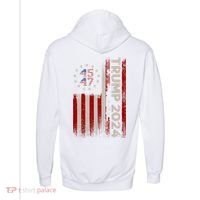 45 47 Trump 2024 American Flag Front And Back Comfort Colors Garment-Dyed Hooded Sweatshirt thumb 1