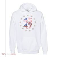 45 47 Trump 2024 American Flag Front And Back Comfort Colors Garment-Dyed Hooded Sweatshirt thumb 0