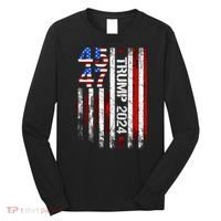 45 47 Trump 2024 American Flag Long Sleeve Shirt thumb 0