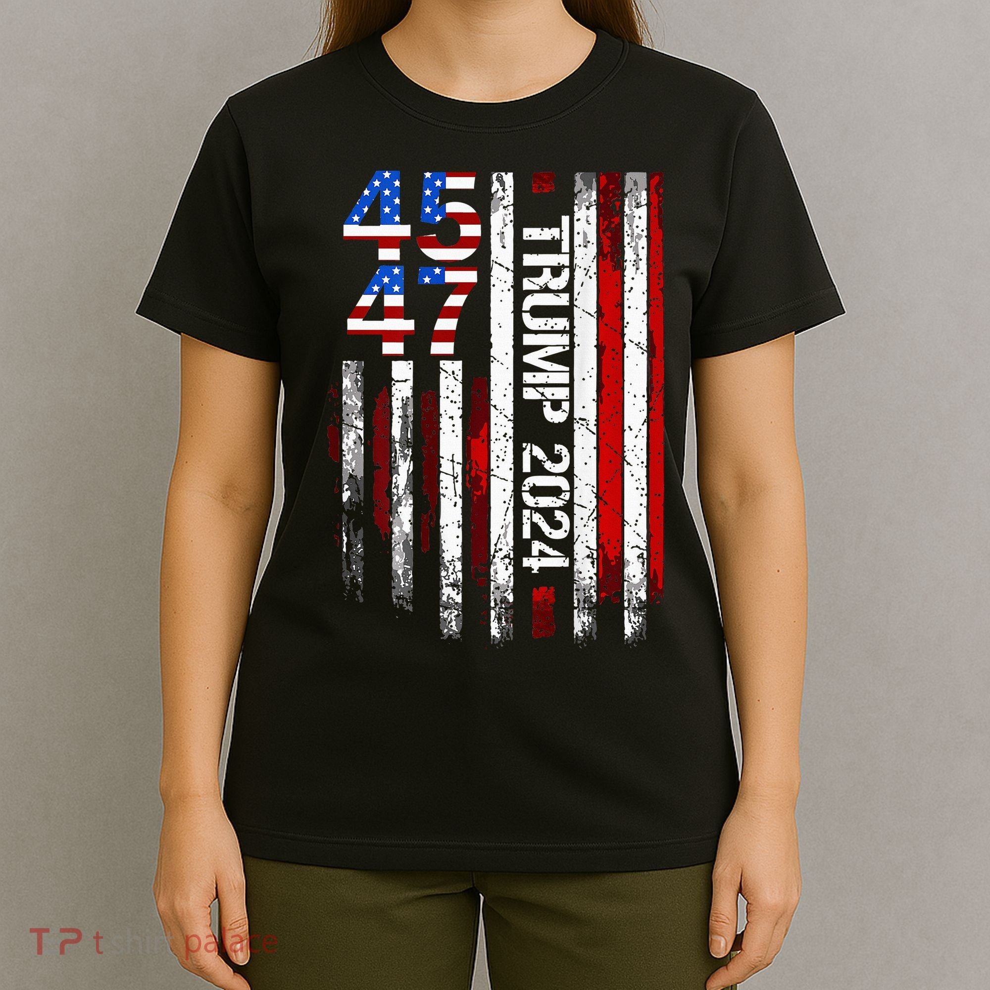 45 47 Trump 2024 American Flag T-Shirt