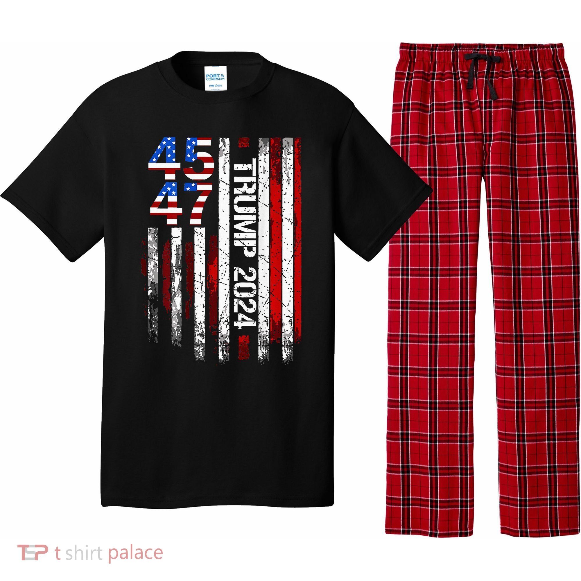 45 47 Trump 2024 American Flag Pajama Set
