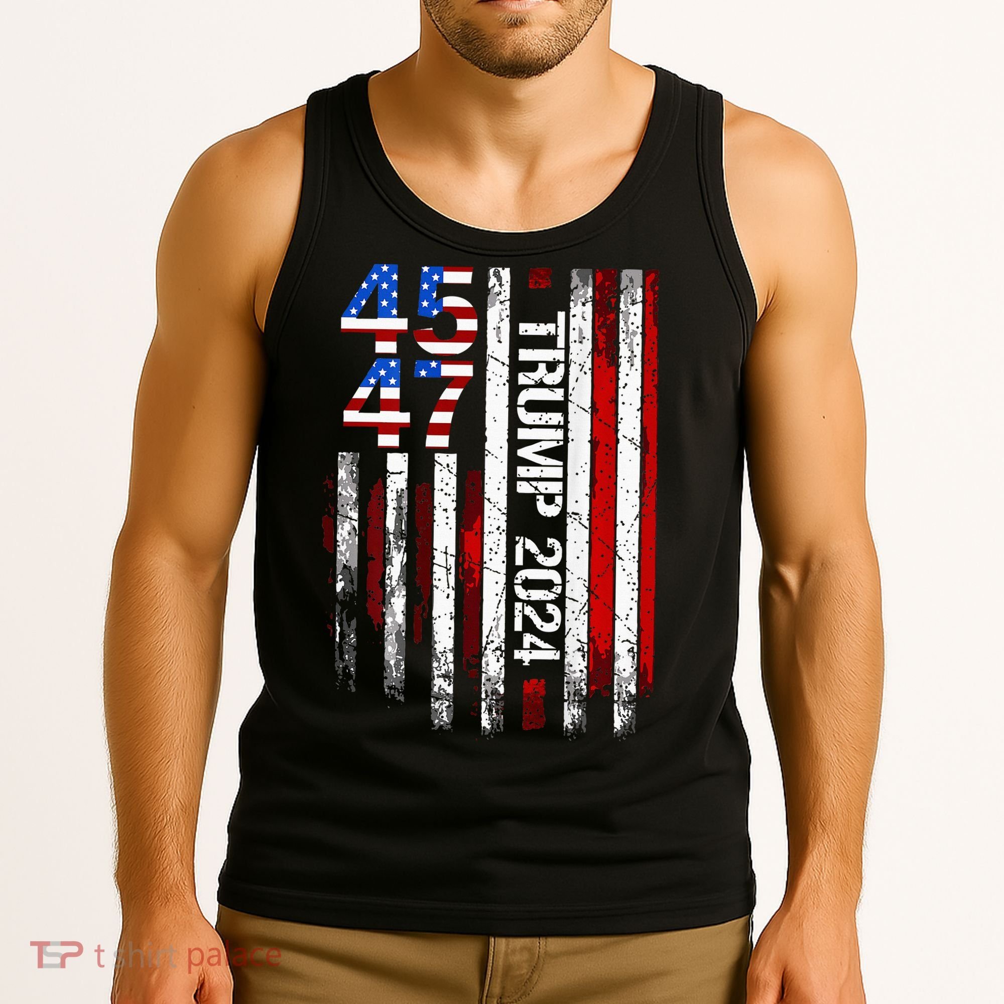 45 47 Trump 2024 American Flag Tank Top