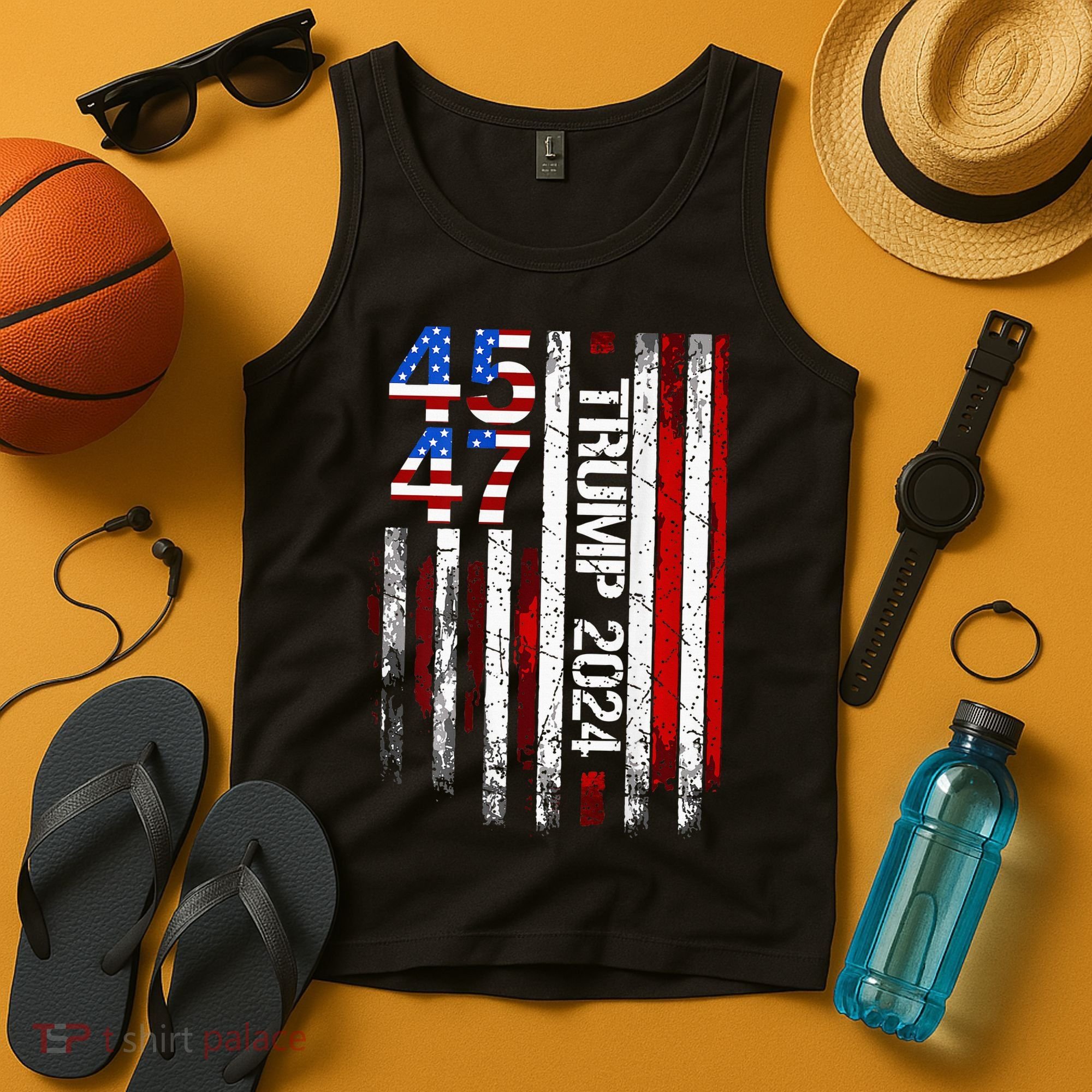45 47 Trump 2024 American Flag Tank Top