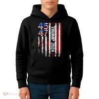 45 47 Trump 2024 American Flag Kids Hoodie thumb 4