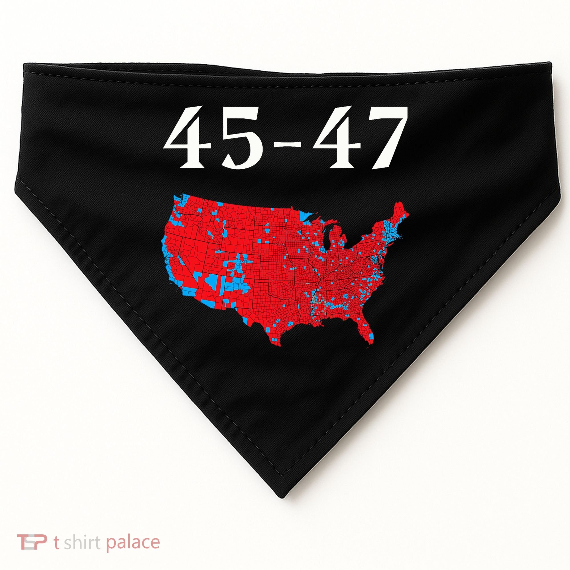 45 47 Trump Election Map 2024 USA-Made Doggie Bandana