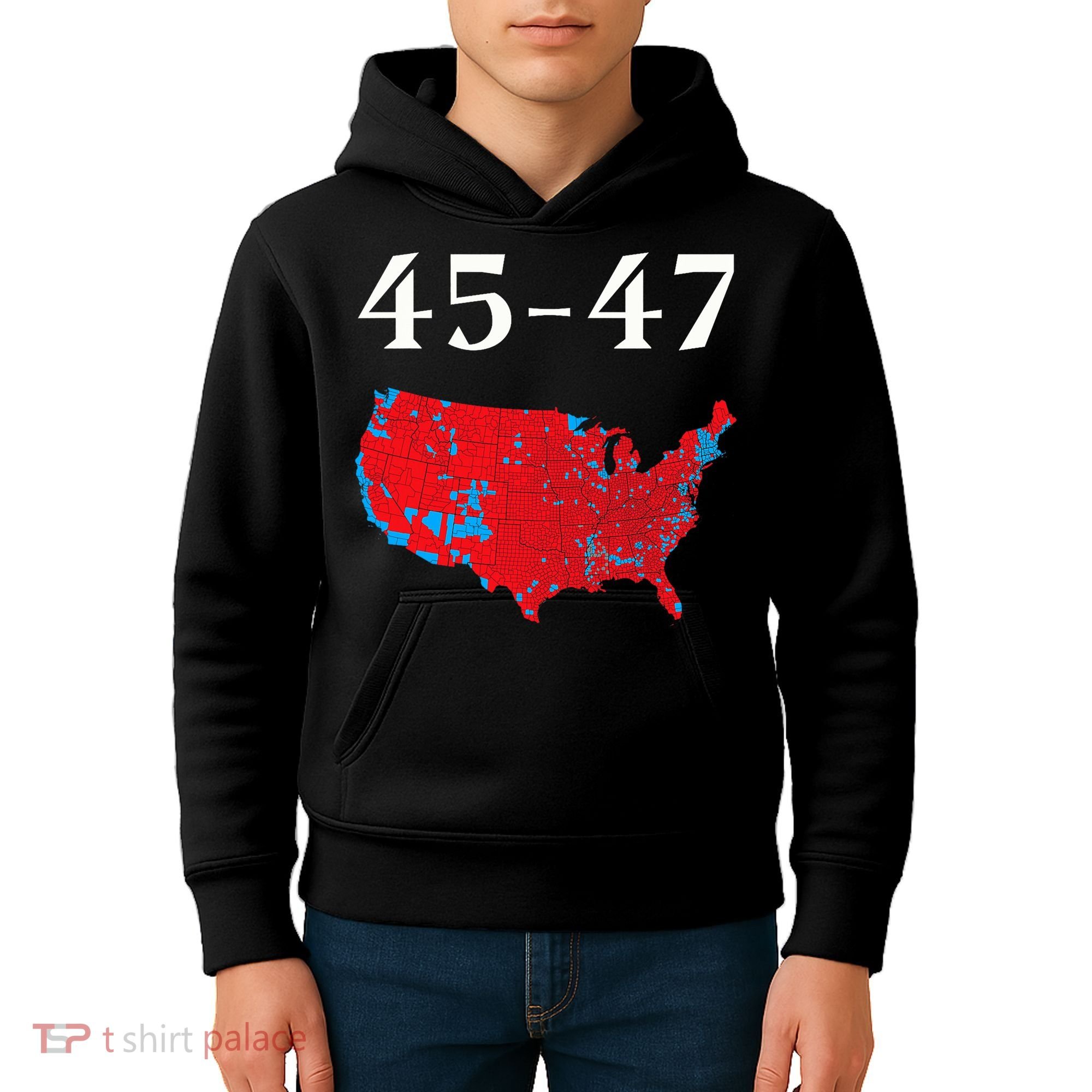 45 47 Trump Election Map 2024 Kids Hoodie