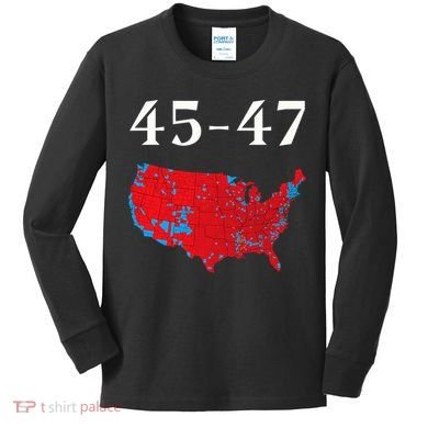 45 47 Trump Election Map 2024 Kids Long Sleeve Shirt
