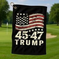 45 47 Usa Flag Trump Inauguration Day 2025 Golf Towel thumb 1