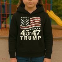 45 47 Usa Flag Trump Inauguration Day 2025 Kids Hoodie thumb 3