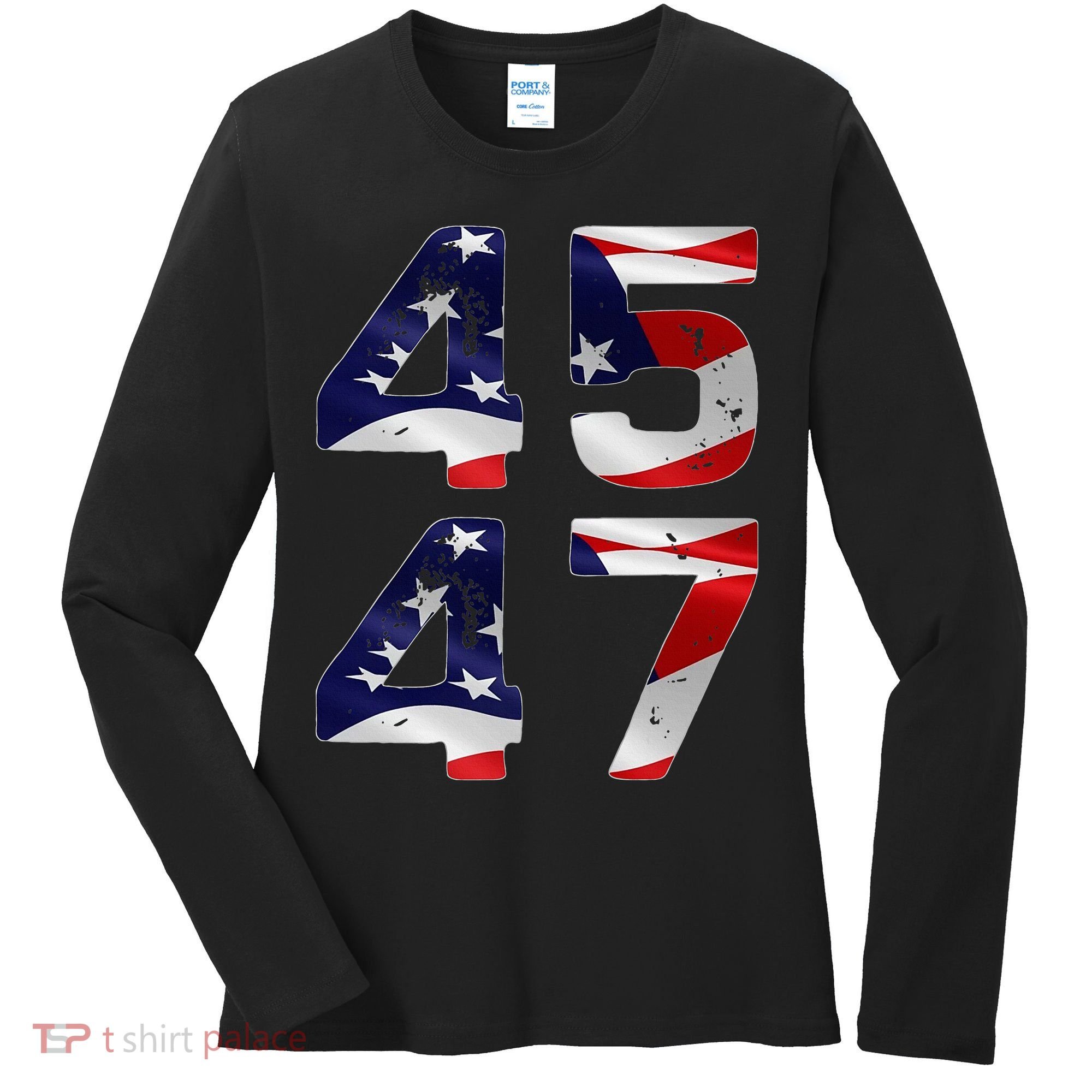 45 47 Usa Flag Women's Long Sleeve Shirt
