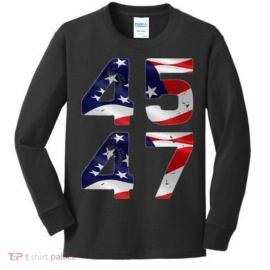45 47 Usa Flag Kids Long Sleeve Shirt