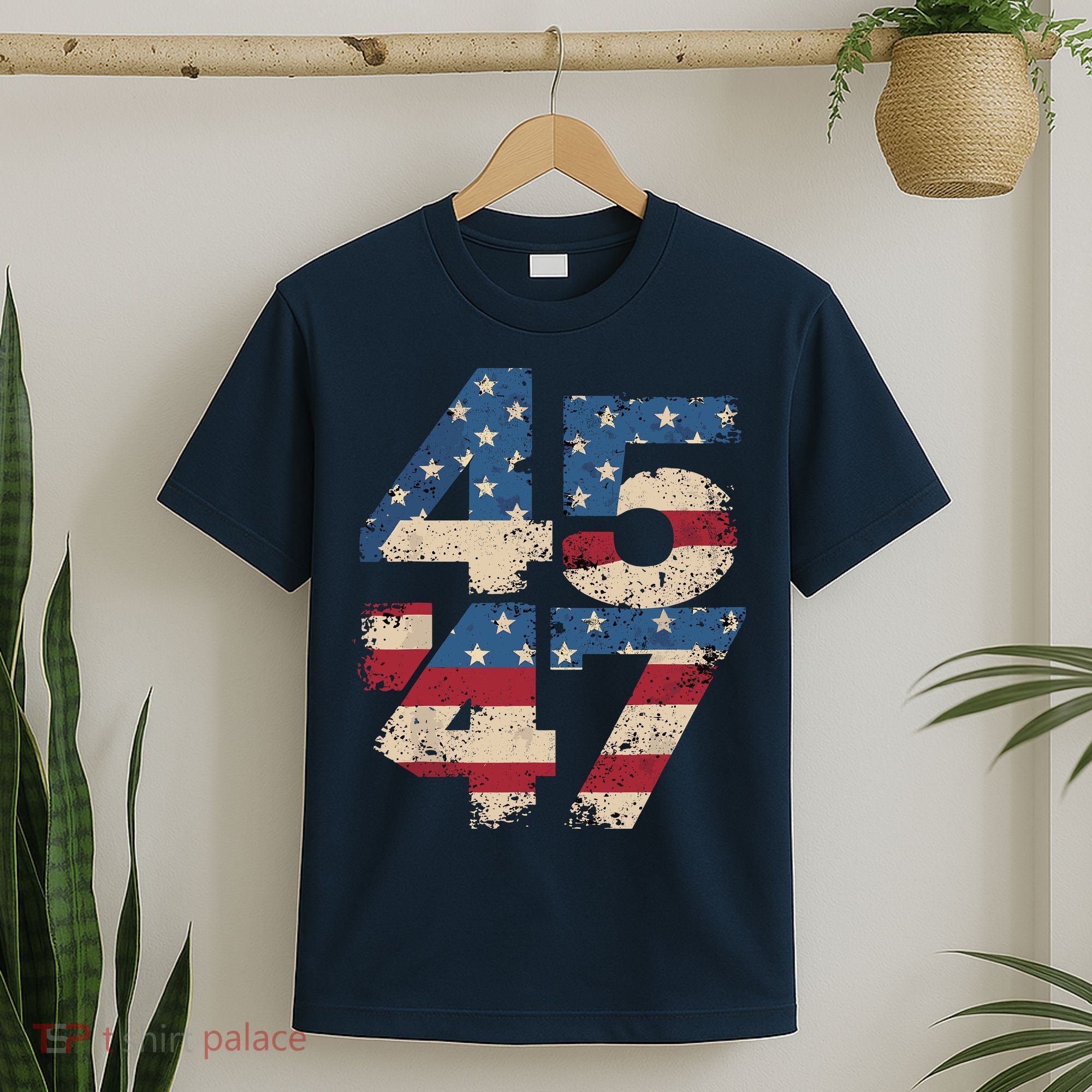 45 47 Vintage American Flag T-Shirt