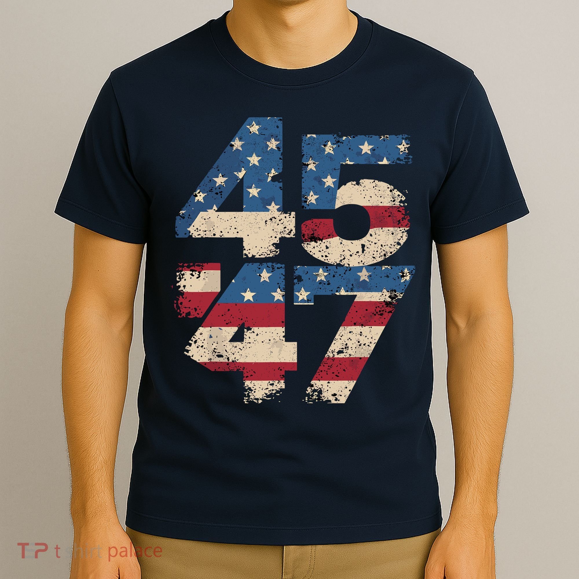 45 47 Vintage American Flag T-Shirt
