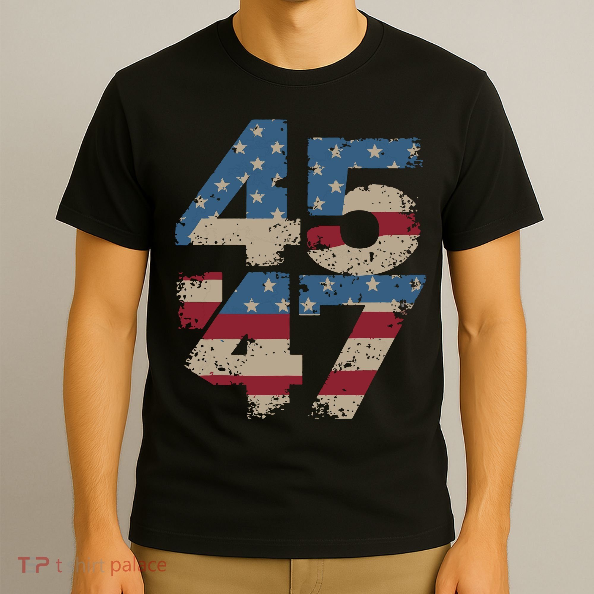 45 47 Vintage American Flag T-Shirt