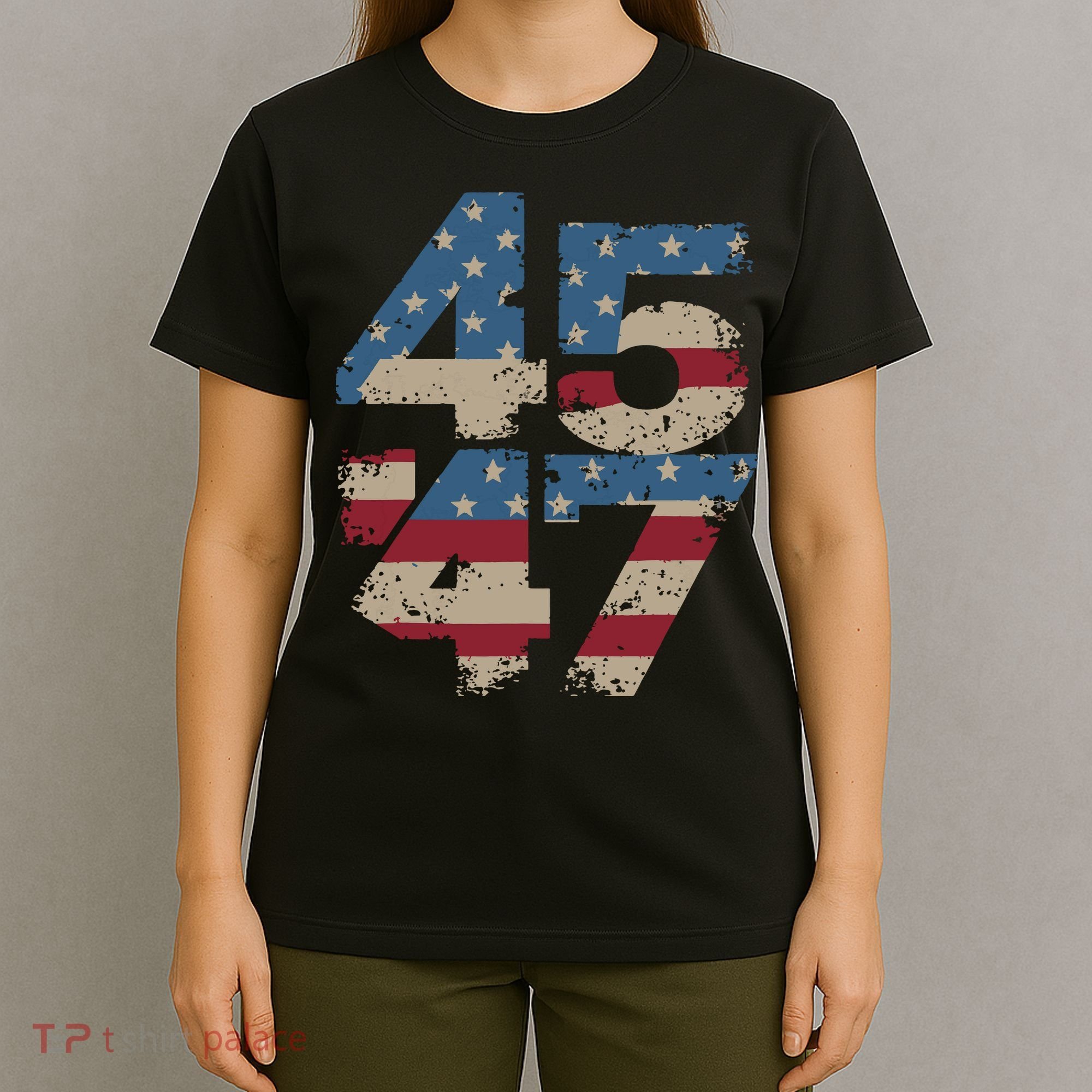 45 47 Vintage American Flag T-Shirt