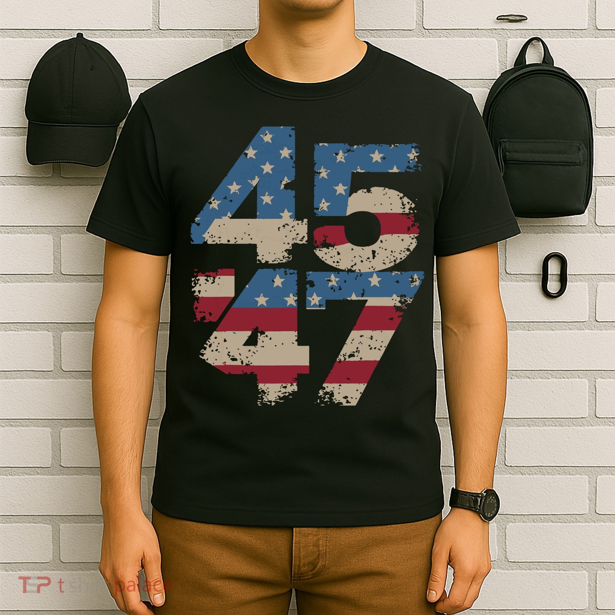 45 47 Vintage American Flag T-Shirt