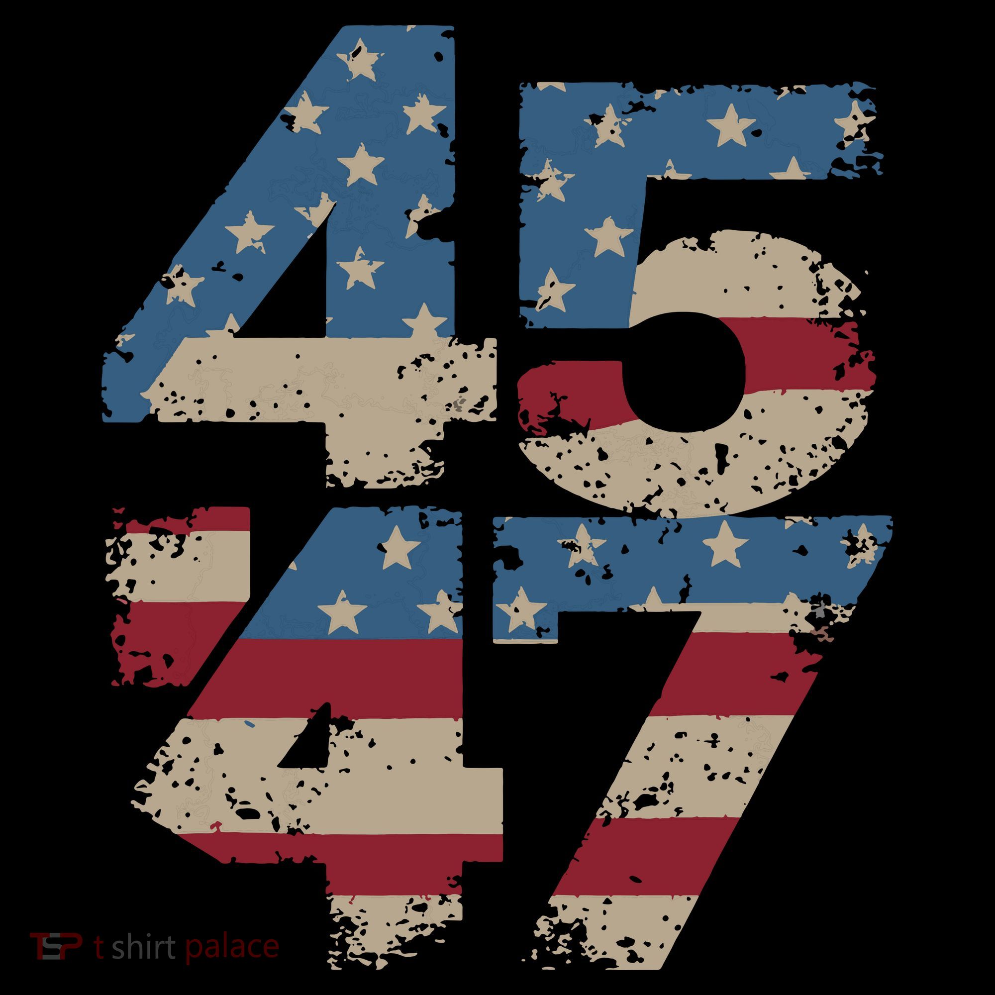 45 47 Vintage American Flag T-Shirt