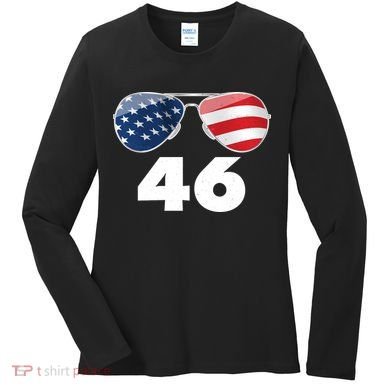 46th President Joe Biden Aviators American Flag Women's Long Sleeve Shirt