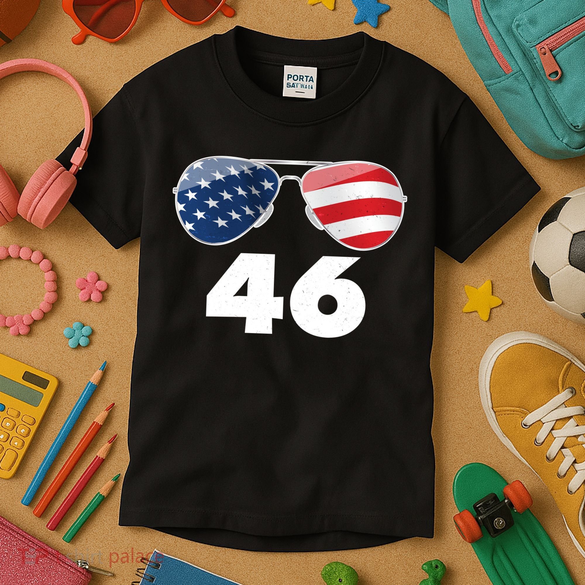 46th President Joe Biden Aviators American Flag Kids T-Shirt