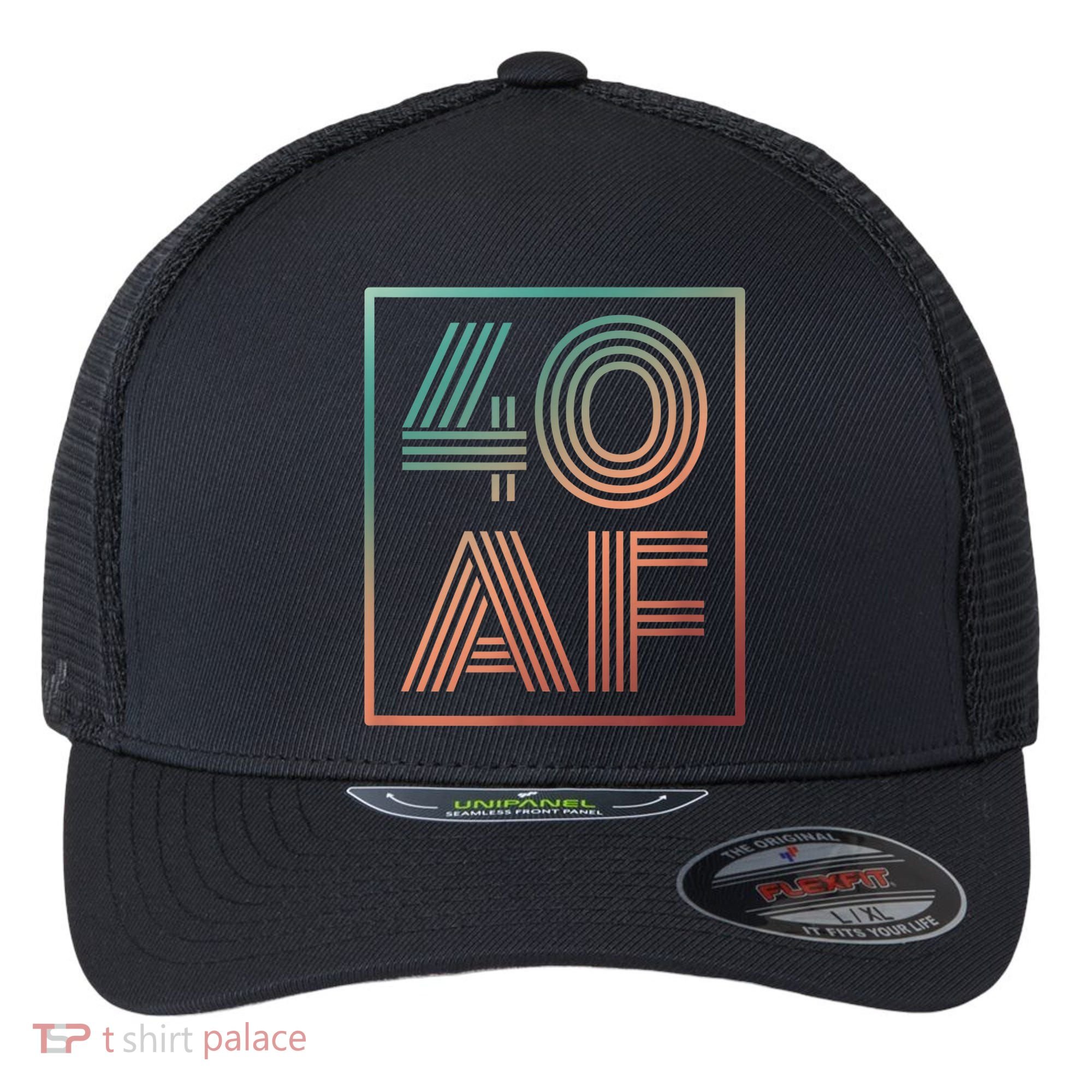 40 Af 40th Birthday Forty Years Old Retro Flexfit Unipanel Trucker Cap