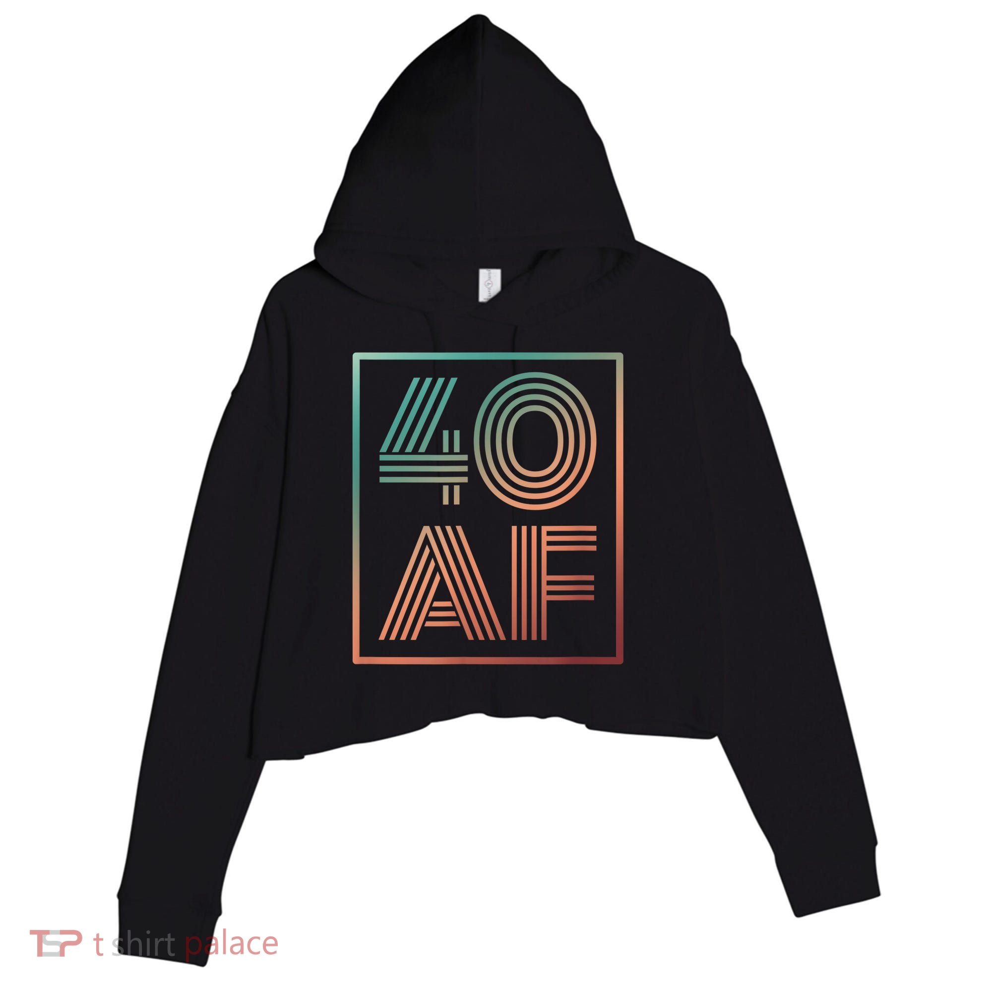 40 Af 40th Birthday Forty Years Old Retro Crop Fleece Hoodie