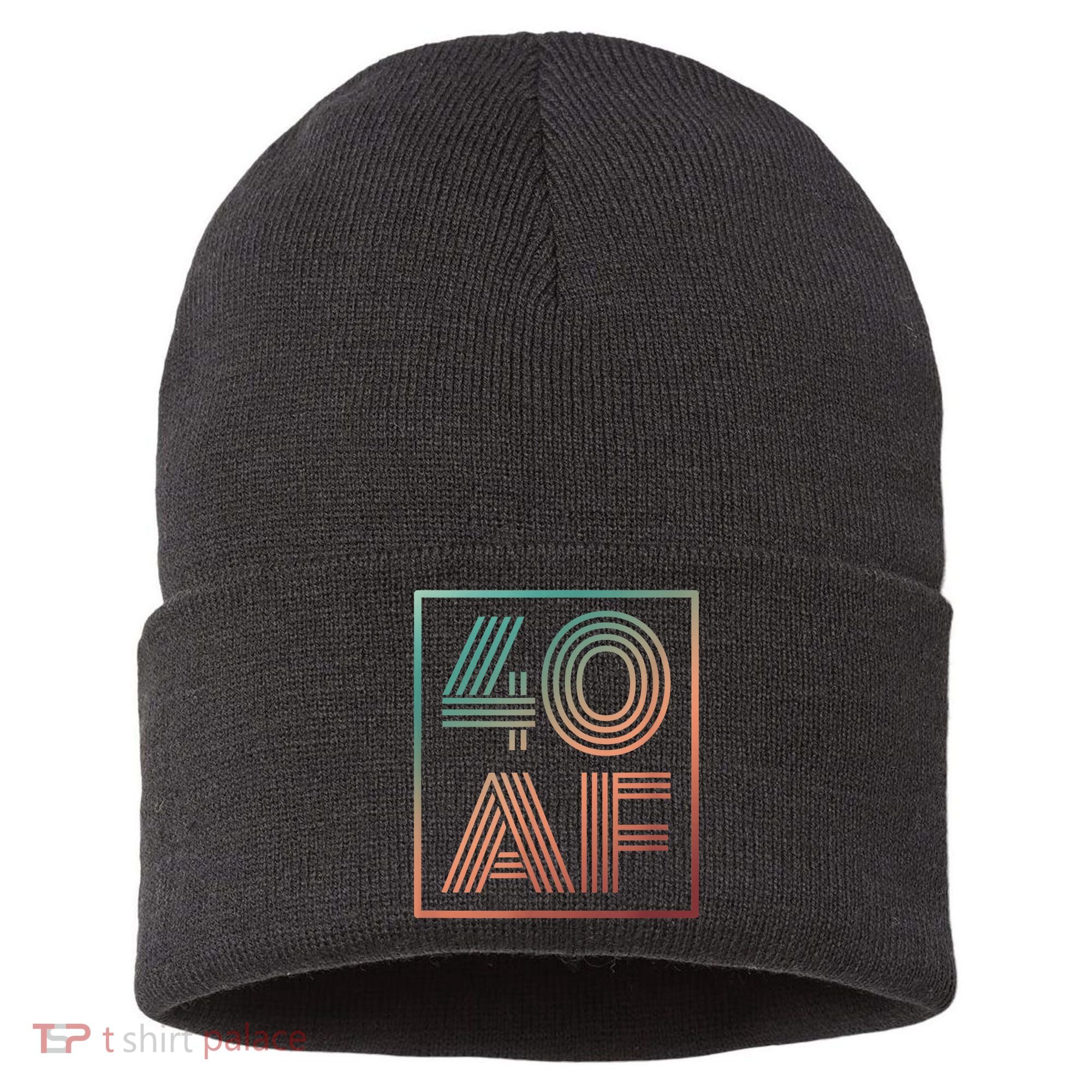 40 Af 40th Birthday Forty Years Old Retro Sustainable Knit Beanie
