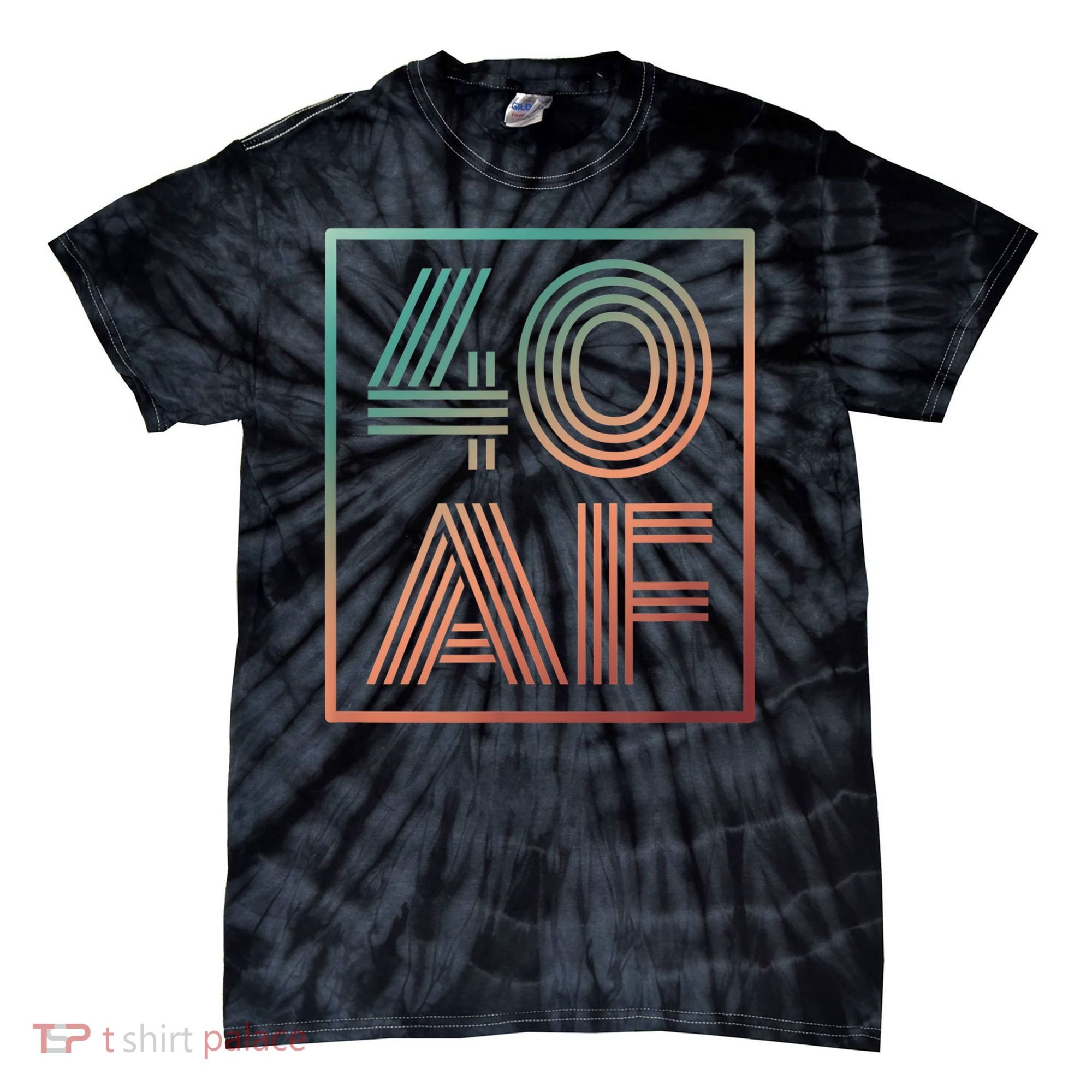 40 Af 40th Birthday Forty Years Old Retro Tie-Dye T-Shirt