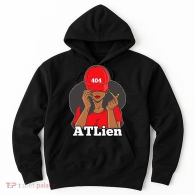 404 Atlien Atlanta Atl Area Code Black Woman Afro Hoodie