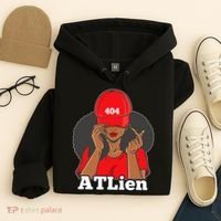 404 Atlien Atlanta Atl Area Code Black Woman Afro Hoodie thumb 4