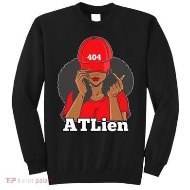 404 Atlien Atlanta Atl Area Code Black Woman Afro Sweatshirt
