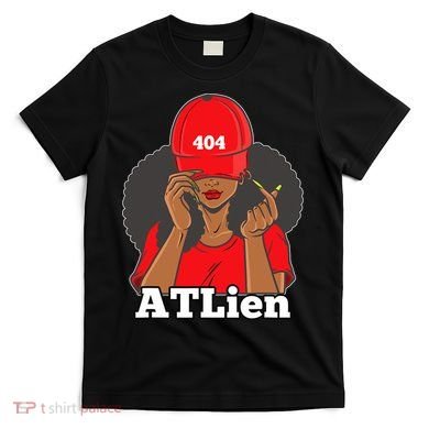 404 Atlien Atlanta Atl Area Code Black Woman Afro T-Shirt