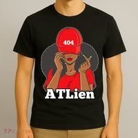 404 Atlien Atlanta Atl Area Code Black Woman Afro T-Shirt thumb 3
