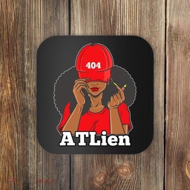 404 Atlien Atlanta Atl Area Code Black Woman Afro Coaster