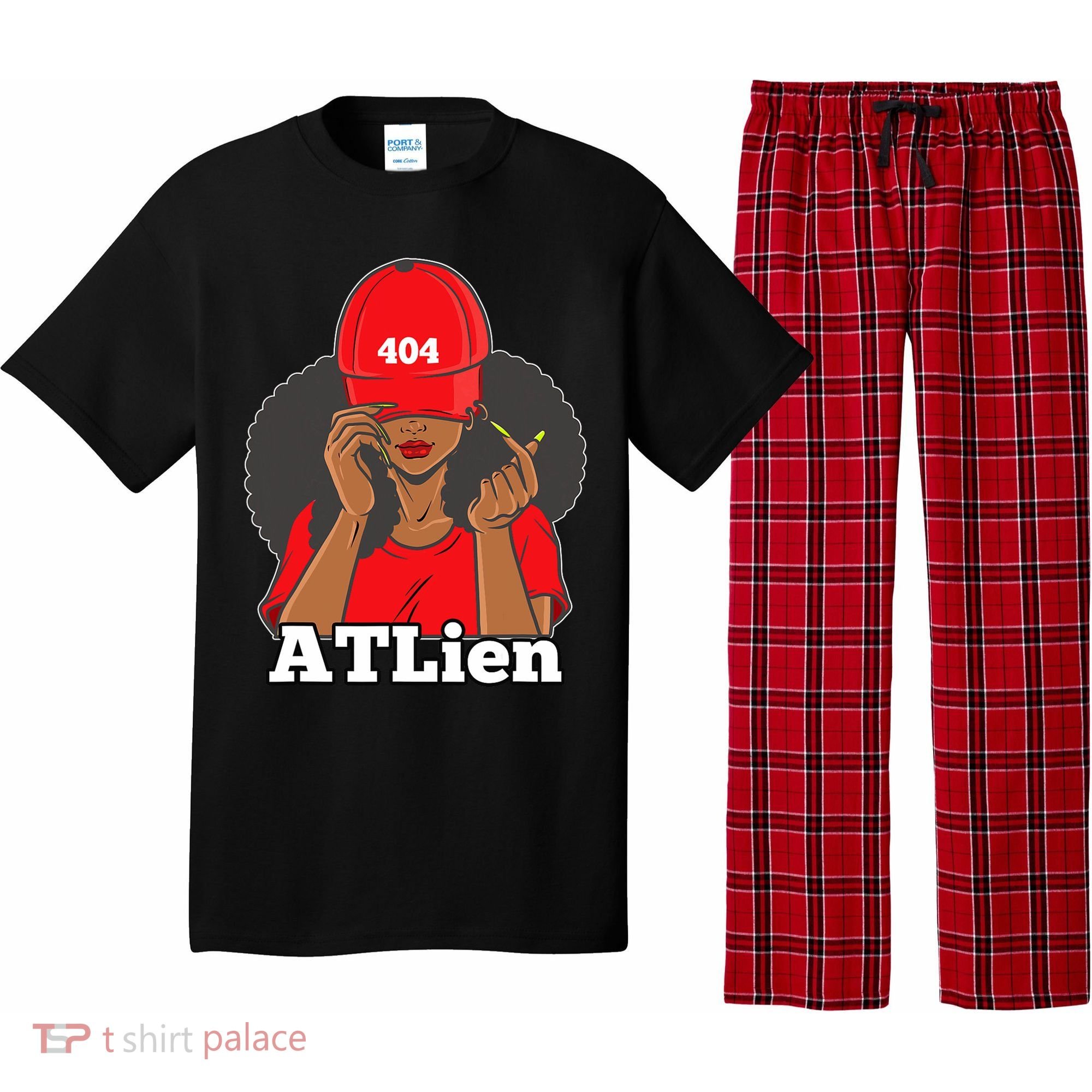 404 Atlien Atlanta Atl Area Code Black Woman Afro Pajama Set