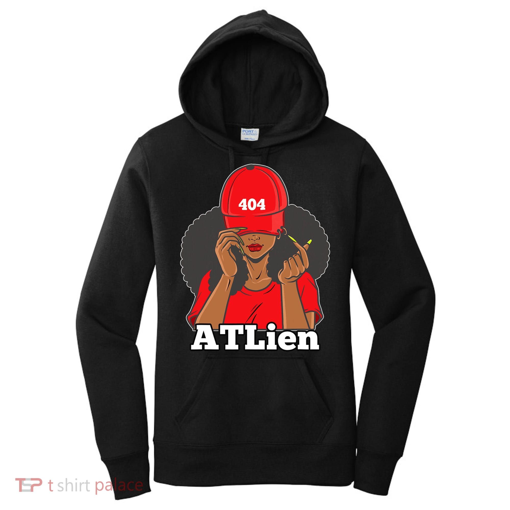 404 Atlien Atlanta Atl Area Code Black Woman Afro Women's Hoodie