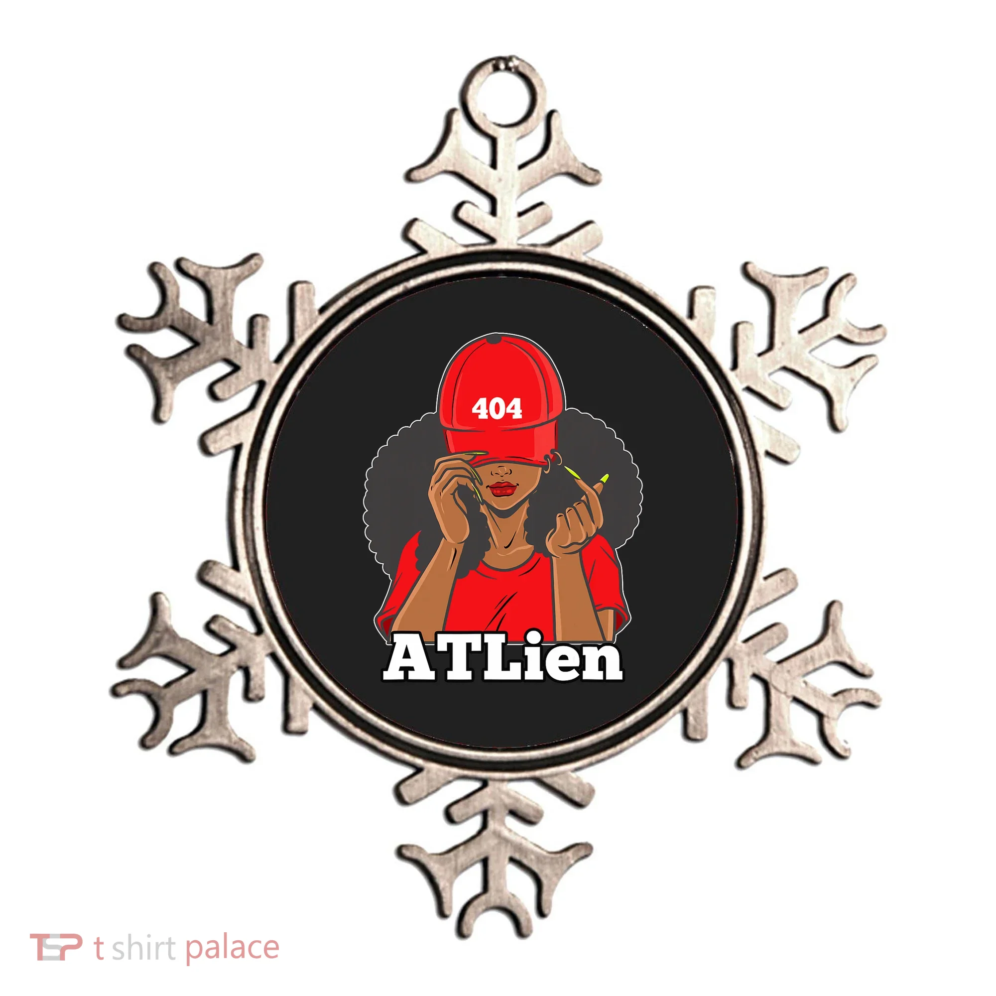 404 Atlien Atlanta Atl Area Code Black Woman Afro Ornament